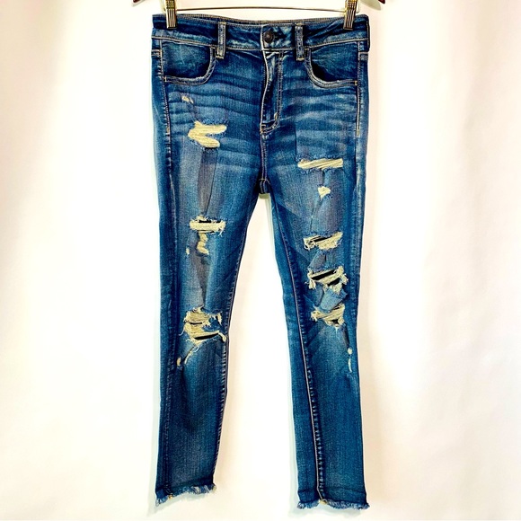 American Eagle Outfitters Denim - American Eagle Womens Medium Blue Washed Hi Rise Jegging Crop Jeans Size 10